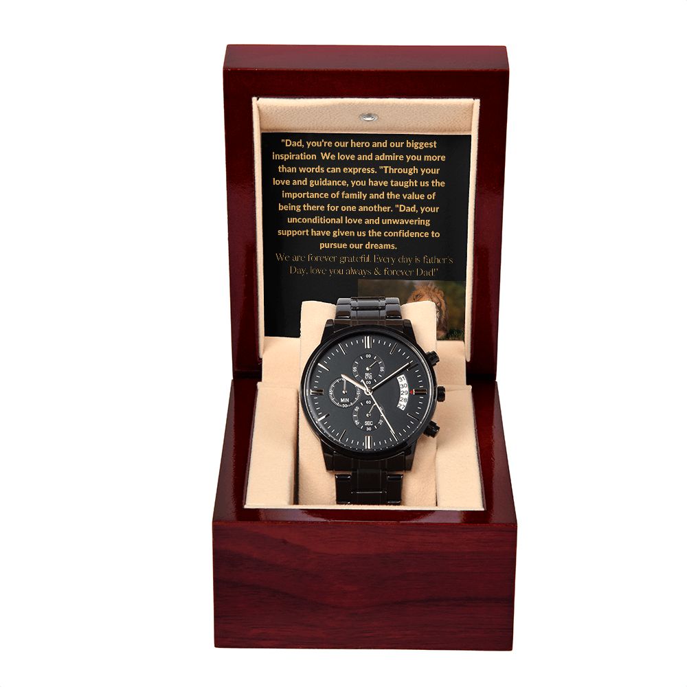 MAN WATCH BLACK SMOOTH AND STYLISH GREAT FOR ANY OCCASION FATHER'S DAY, BIRTHDAY, OR JUST BECAUSE I LOVE YOU