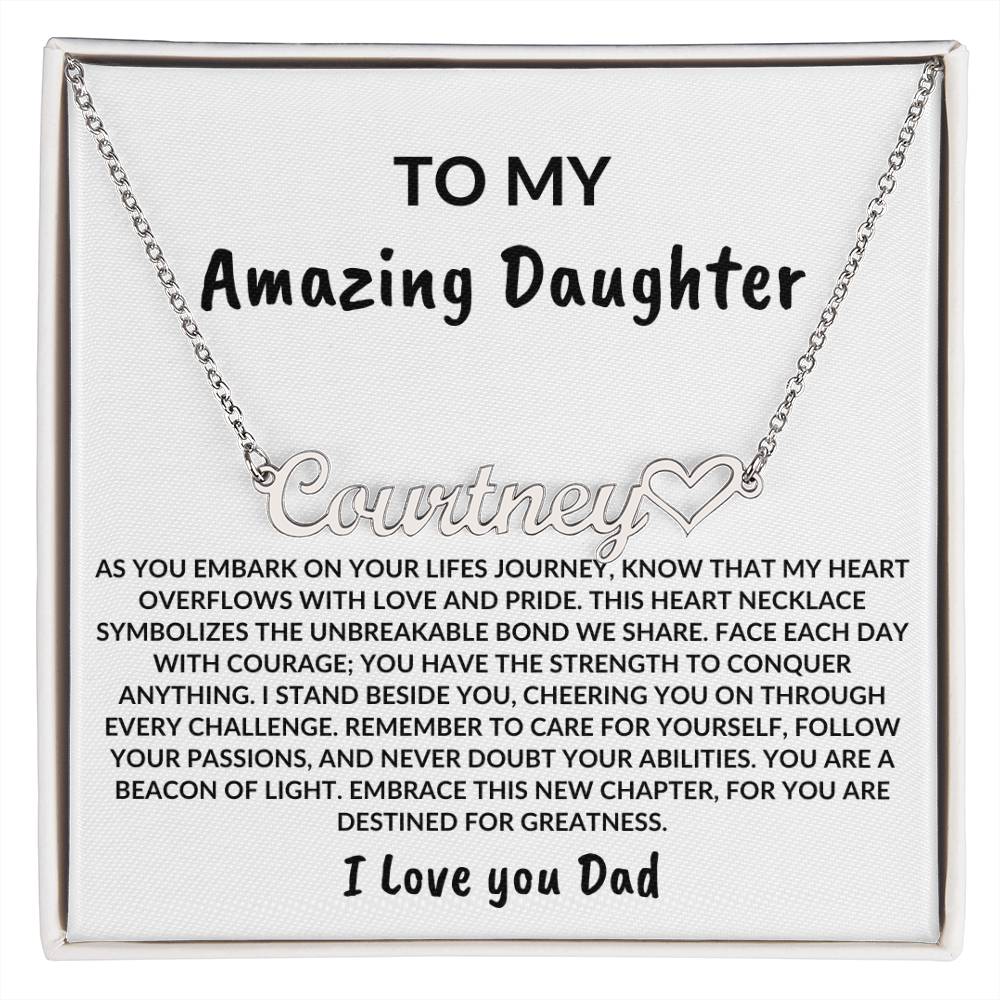 PERSONALIZED HEART NAME NECKLACE FROM DAD TO DAUGHTER