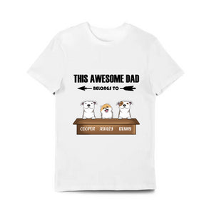 PERSONALIZED THIS AWESOME DAD BELONGS TO THE KIDS TEE UP TO THREE KIDS (DOGS OR CATS) ON SHIRT