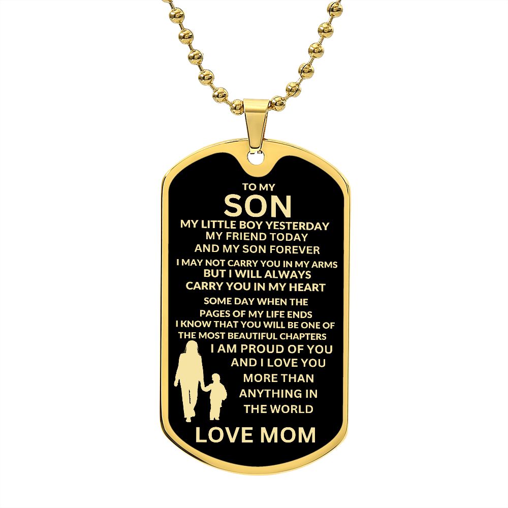Mom to son shop dog tag necklace