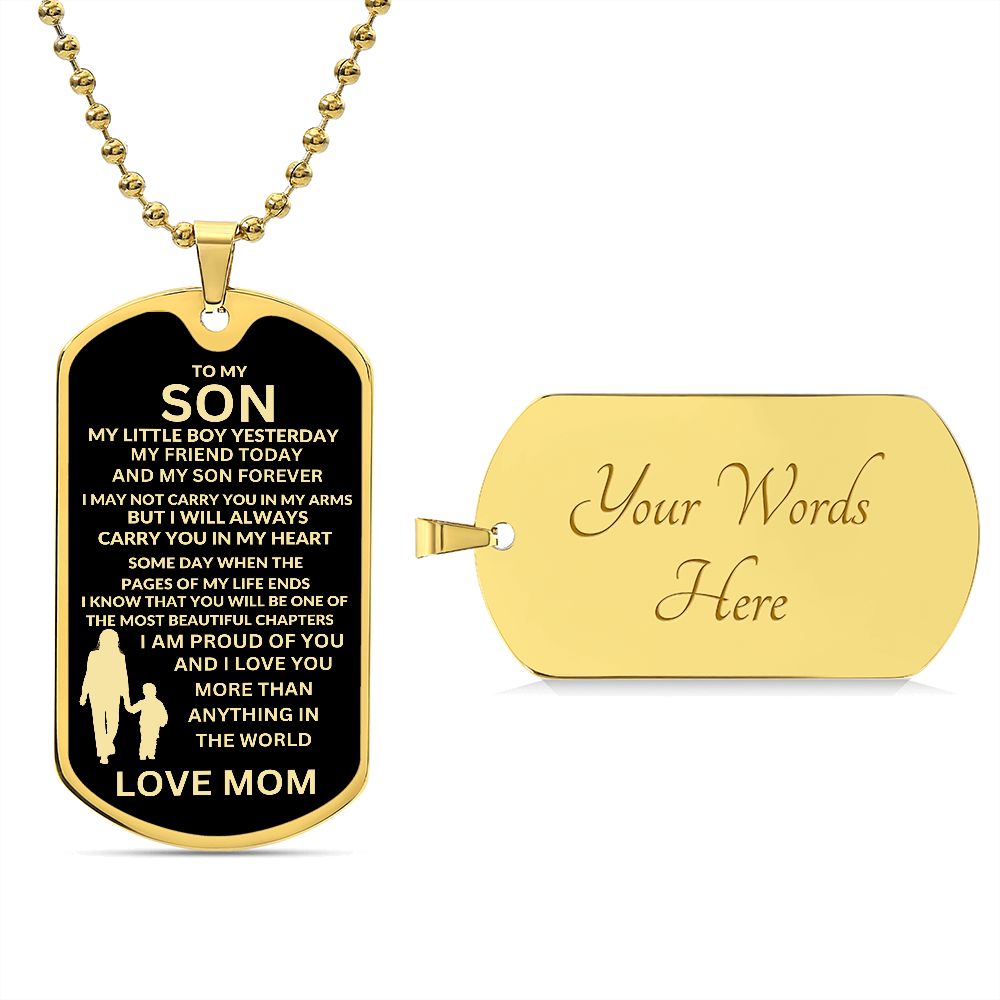 Mom to son dog tags shop