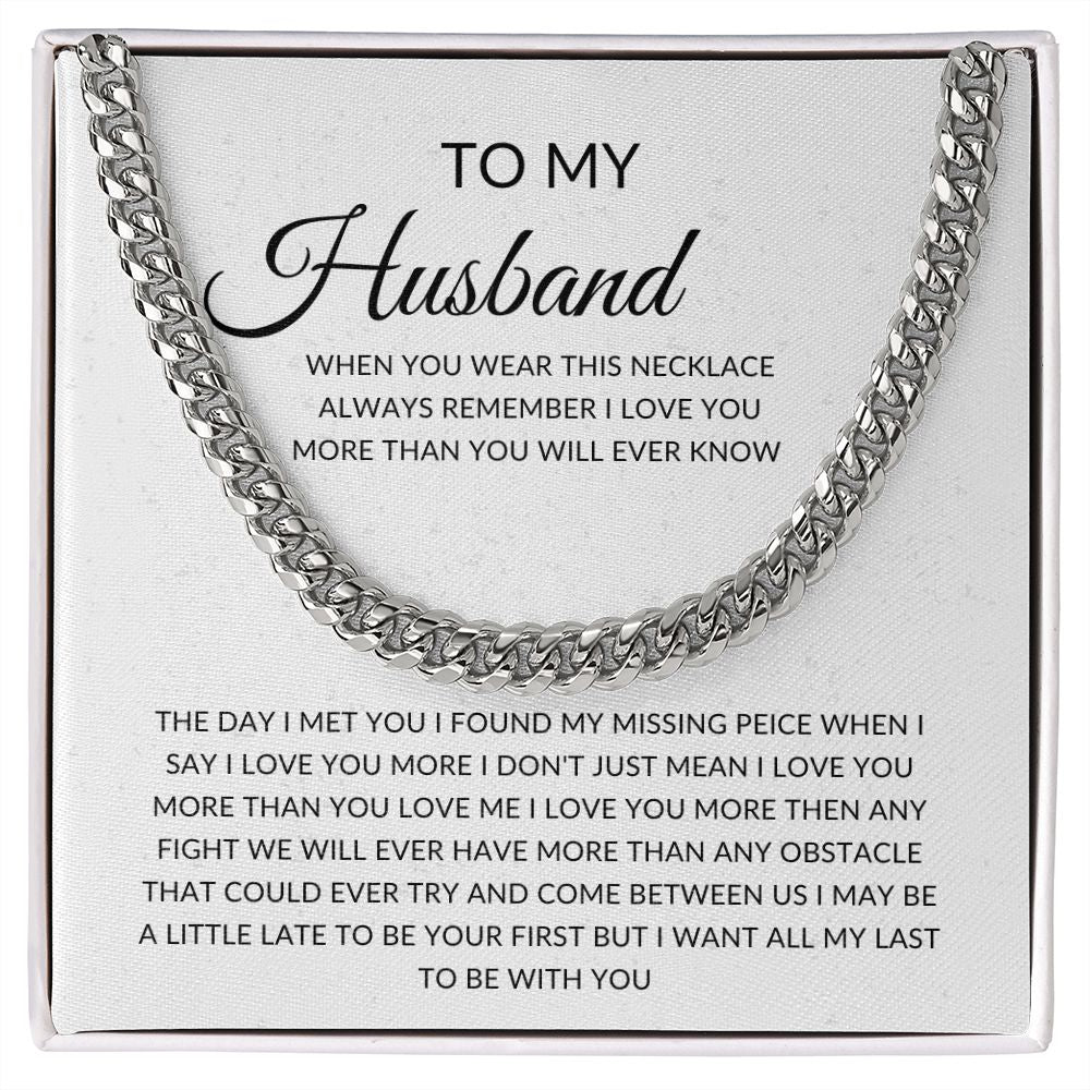 CUBEN LINK CHAIN WITH MESSAGE CARD TO MY HUSBAND