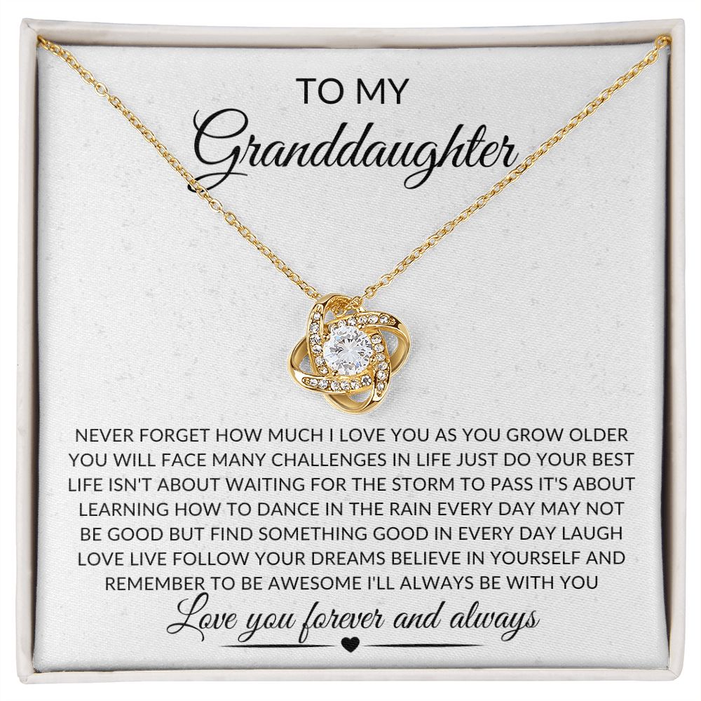 GRANDDAUGHTER WHITE/LOVE KNOT NECKLACE